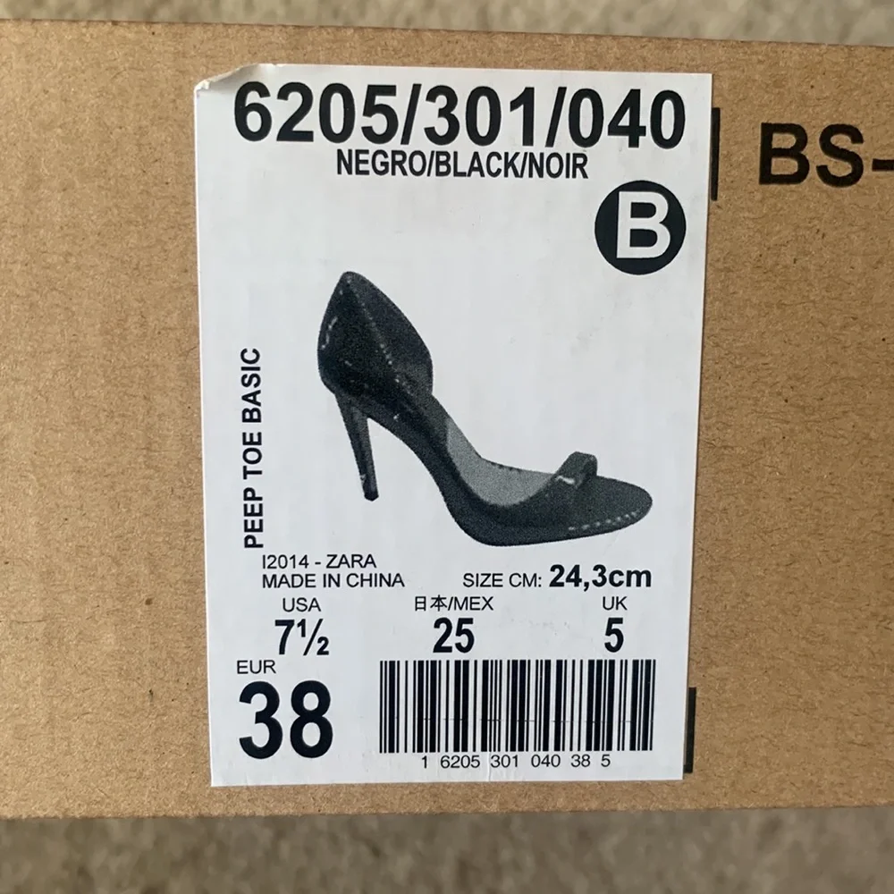 Zara Black Patent Leather Open-Toe Stiletto Heels